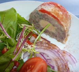 Jeff1  Press� de canard confit aux oignons rouges et farci au foie gras